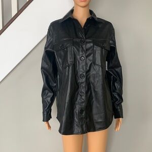 Faux leather button up